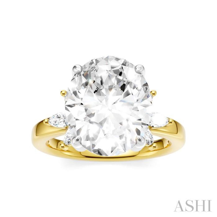 5/8 Ctw Akari Oval Shape Marquise and Round Cut Diamond Semi-Mount Engagement Ring in 14K Yellow and White Gold
