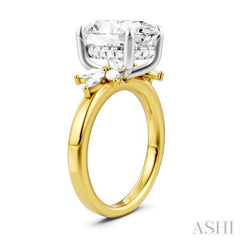 5/8 Ctw Akari Oval Shape Marquise and Round Cut Diamond Semi-Mount Engagement Ring in 14K Yellow and White Gold