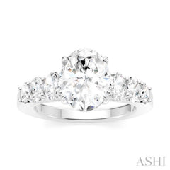 1 Ctw Oval Shape Oval and Round Cut Diamond Semi-Mount Engagement Ring in 14K White Gold