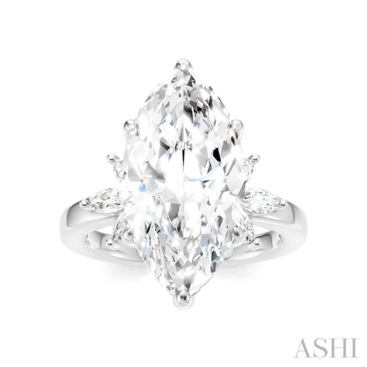 5/8 Ctw Akari Marquise and Round Cut Diamond Semi-Mount Engagement Ring in 14K White Gold