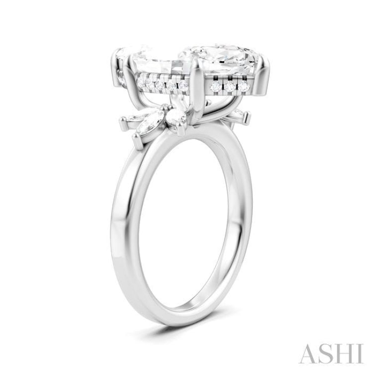 5/8 Ctw Akari Marquise and Round Cut Diamond Semi-Mount Engagement Ring in 14K White Gold