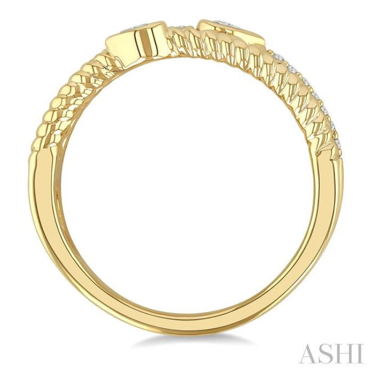 1/5 Ctw Split Three Row Pear and Round Cut Diamond Fashion Band in 10K Yellow Gold