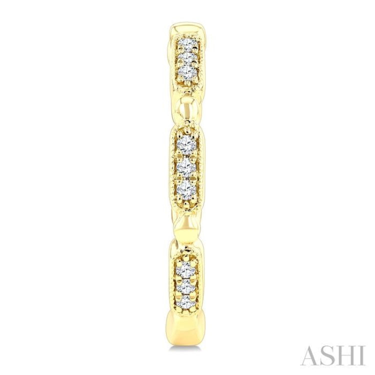 1/8 Ctw Ball Bead and Oblong Link Round Cut Diamond Fashion Hoop Earring in 10K Yellow Gold