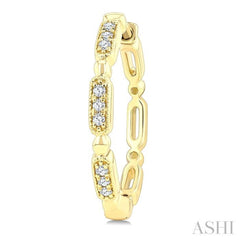 1/8 Ctw Ball Bead and Oblong Link Round Cut Diamond Fashion Hoop Earring in 10K Yellow Gold