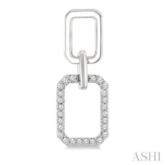 1/3 Ctw Octagonal Shape Link Round Cut Diamond Fashion Earring in 10K White Gold