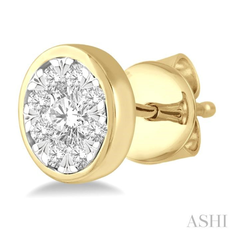 1/2 Ctw Lovebright Round Cut Diamond Stud Earrings in 14K Yellow and White Gold