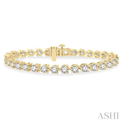 8 Ctw 3 Prong Round Cut Diamond Tennis Bracelet in 14K Yellow Gold