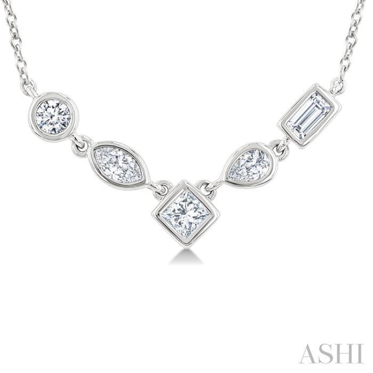 1/4 Ctw Mixed Cut Diamond Fashion Necklace in 14K White Gold
