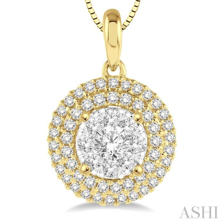 1/2 Ctw Diamond Lovebright Pendant in 14K Yellow and White Gold with Chain