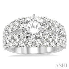 2 1/2 Ctw Diamond Semi-Mount Engagement Ring in 14K White Gold