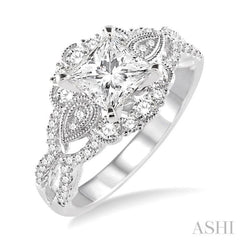 5/8 Ctw Diamond Semi-Mount Engagement Ring in 14K White Gold