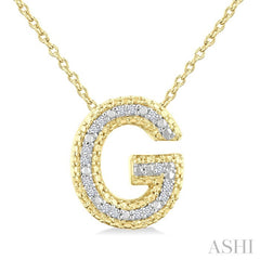 1/20 Ctw Bubble Accent Initial 'G' Round Cut Diamond Fashion Pendant With Chain in Yellow Gold Vermeil