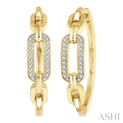 1/10 Ctw Round Cut Diamond Paperclip Hoop Earrings in Yellow Gold Vermeil
