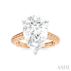 1/8 Ctw Pear Shape Round Cut Diamond Akari Wheat Shank Semi-Mount Engagement Ring in 14K Rose and White Gold