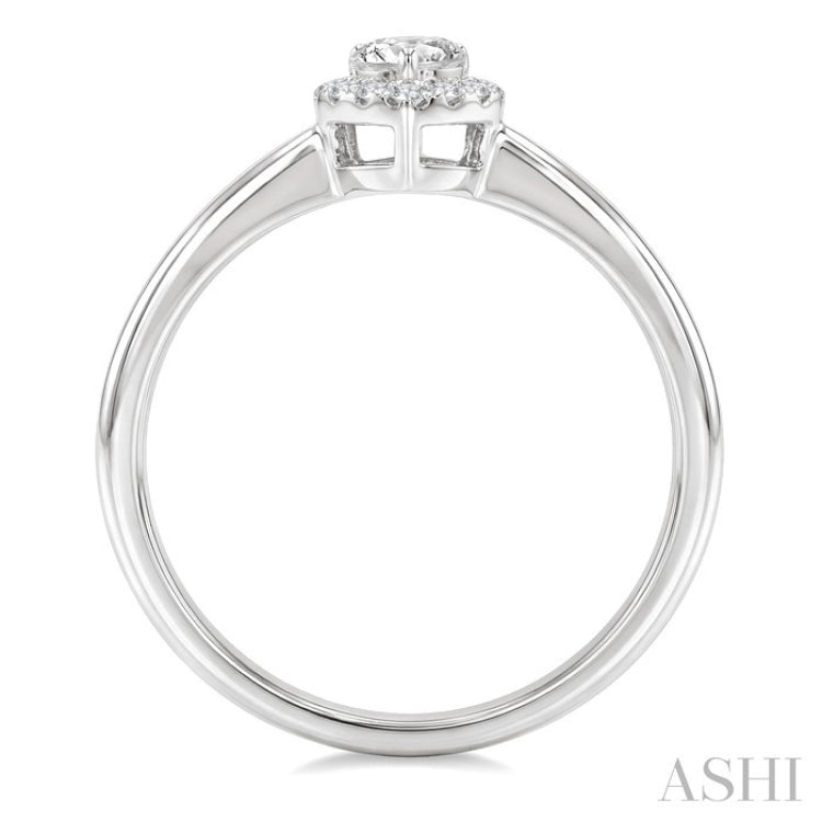 1/4 Ctw Heart and Round Cut Diamond Fashion Halo Ring in 14K White Gold