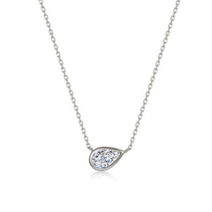 East-West Bezel Pear Solitaire Necklace 