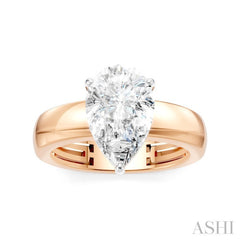 1/10 Ctw Pear Shape Round Cut Diamond Semi-Mount Engagement Ring in 14K Rose and White Gold