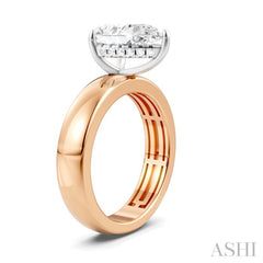 1/10 Ctw Pear Shape Round Cut Diamond Semi-Mount Engagement Ring in 14K Rose and White Gold
