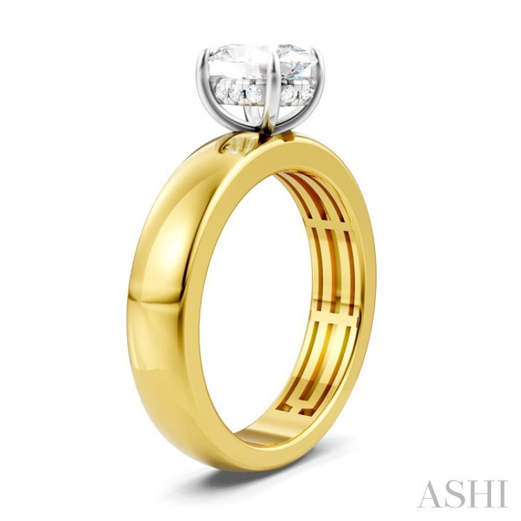 1/20 Ctw Oval Shape Round Cut Diamond Semi-Mount Engagement Ring in 14K Yellow and White Gold