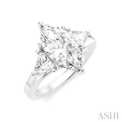 1/2 Ctw Marquise Shape Trillion and Round Cut Diamond Semi-Mount Engagement Ring in 14K White Gold