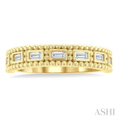 1/5 Ctw Ball Bead Designing Baguette Cut Diamond Fashion Band in 14K Yellow Gold