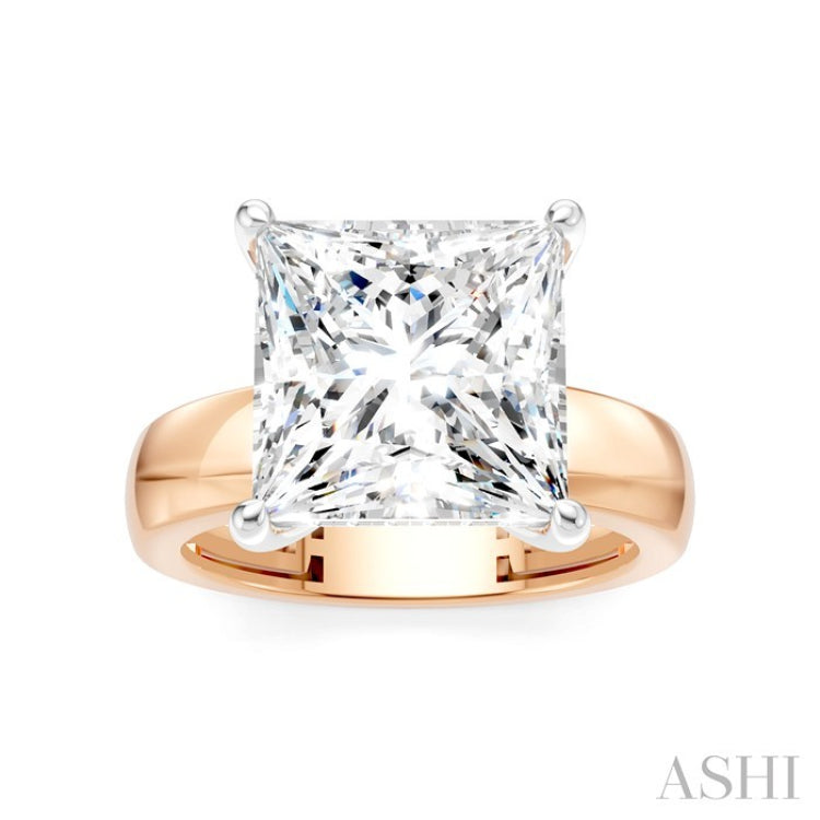 1/6 Ctw Princess Shape Round Cut Diamond Semi-Mount Engagement Ring in 14K Rose and White Gold