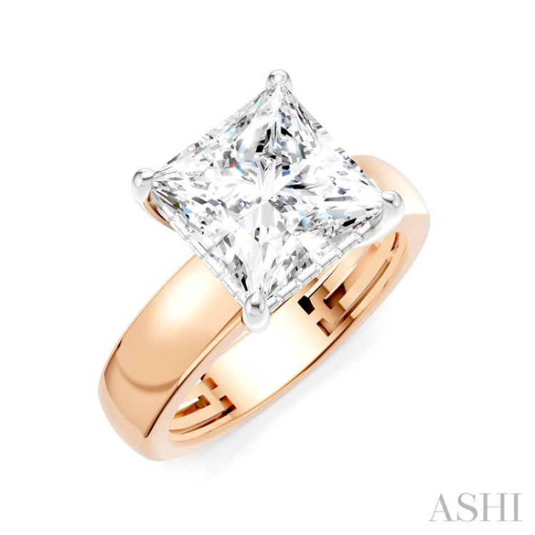 1/8 Ctw Princess Shape Round Cut Diamond Semi-Mount Engagement Ring in 14K Rose and White Gold