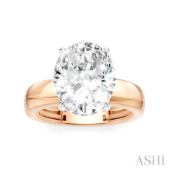 1/10 Ctw Oval Shape Round Cut Diamond Semi-Mount Engagement Ring in 14K Rose and White Gold