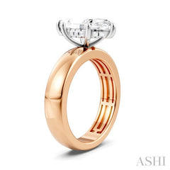 1/10 Ctw Akari Marquise Shape Round Cut Diamond Semi-Mount Engagement Ring in 14K Rose and White Gold