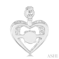 1/10 Ctw Round Cut Diamond Emotion Heart Earrings in Sterling Silver