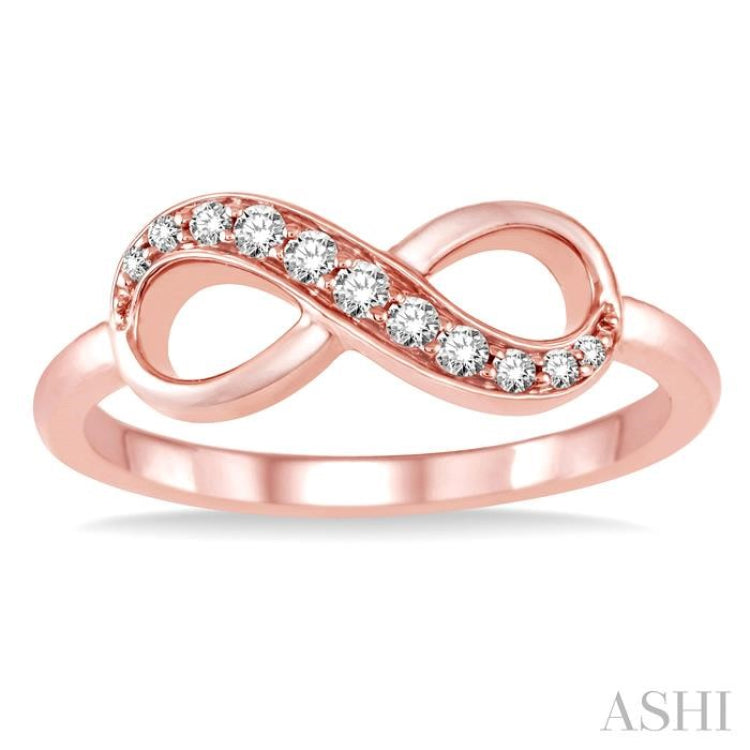 1/6 Ctw Round Cut Diamond Infinity Petite Ring in 14K Rose Gold