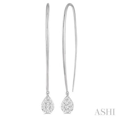 1/3 Ctw Pear Shape Dangler Lovebright Round Cut Diamond Earring in 14K White Gold