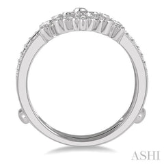 1/4 Ctw Oval Fleur De Lis Round Cut Diamond Insert Ring in 14K White Gold