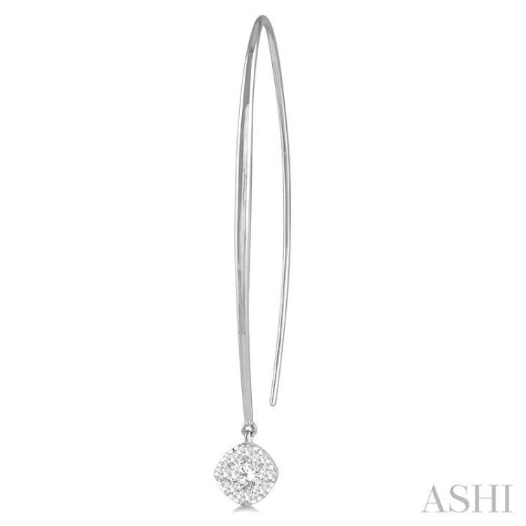 1/2 Ctw Cushion Shape Lovebright Round Cut Diamond Earring in 14K White Gold
