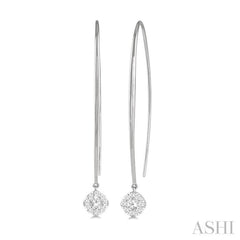 1/3 Ctw Cushion Shape Lovebright Round Cut Diamond Earring in 14K White Gold