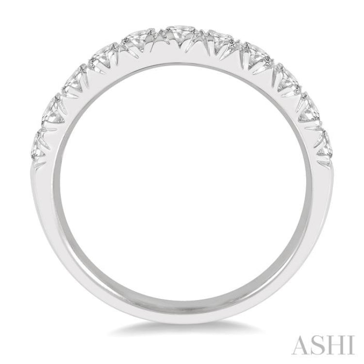3/4 Ctw 11 Stone Round Cut Diamond Wedding Band in 14K White Gold