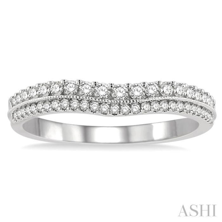 1/3 Ctw Twin Row Round Cut Diamond Wedding Band in 14K White Gold