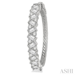 2 Ctw Zigzag Baguette and Round Cut Diamond Hoop Earring in 14K White Gold