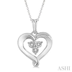 1/50 Ctw Round Cut Diamond Heart Pendant in Sterling Silver with Chain