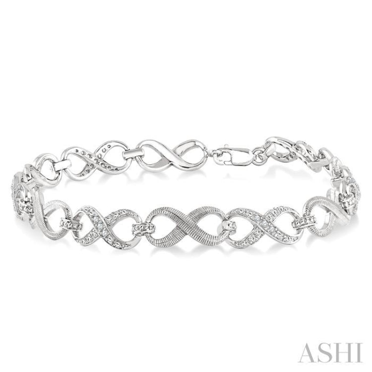 1/10 Ctw Round Cut Diamond Swirl bracelet in Sterling Silver