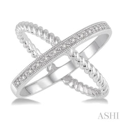 1/20 Ctw Round Cut Diamond 'X' Ring in Sterling Silver