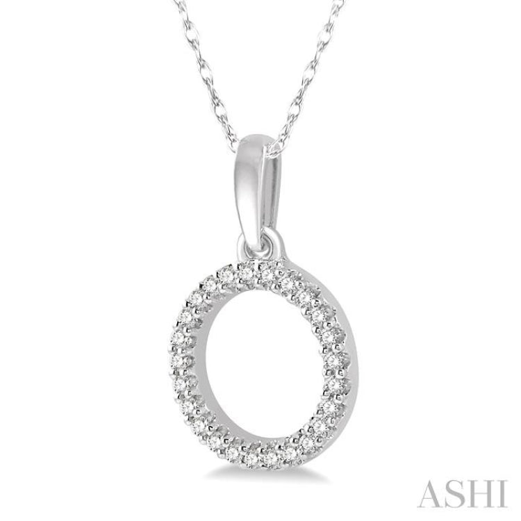 1/10 Ctw Hollow Cut Circle Round Cut Diamond Petite Pendant in 10K White Gold
