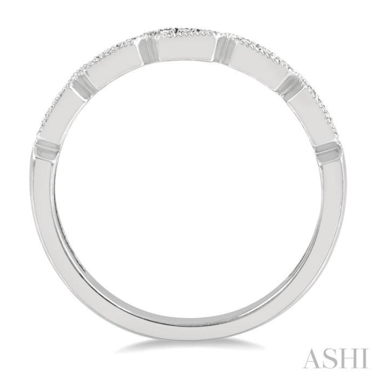 1/10 Ctw Pod Lattice Round Cut Diamond Stack Band in 14K White Gold