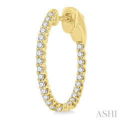 1/2 Ctw Inside-Out Round Cut Diamond Hoop Earrings in 14K Yellow Gold
