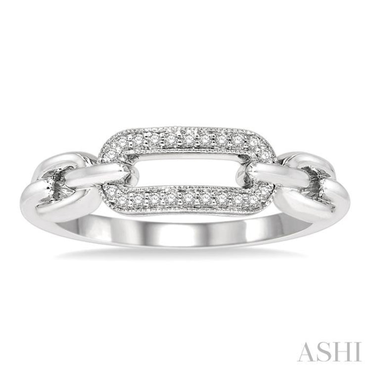 1/10 Ctw Round Cut Diamond Paperclip Ring in Sterling Silver