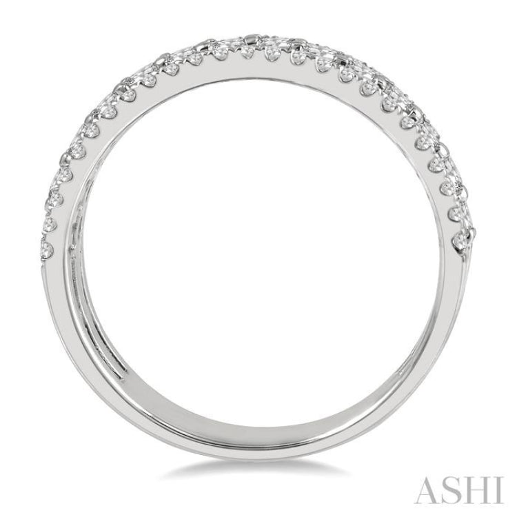 3/4 Ctw Split Triple Band Round Cut Diamond Fashion Band in 14K White Gold