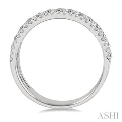3/4 Ctw Split Triple Band Round Cut Diamond Fashion Band in 14K White Gold