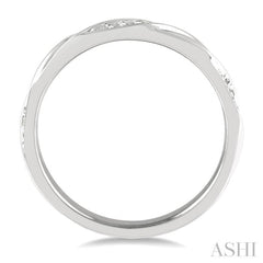 1/10 Ctw Pod Shape Grooves Round Cut Diamond Stackable Band in 14K White Gold