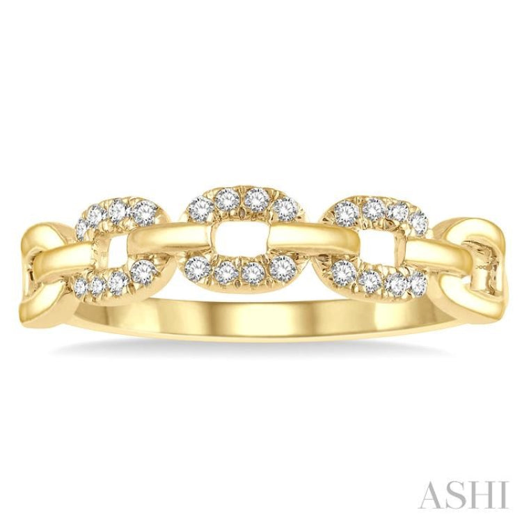 1/10 Ctw Round Cut Diamond Paperclip Ring in 10K Yellow Gold