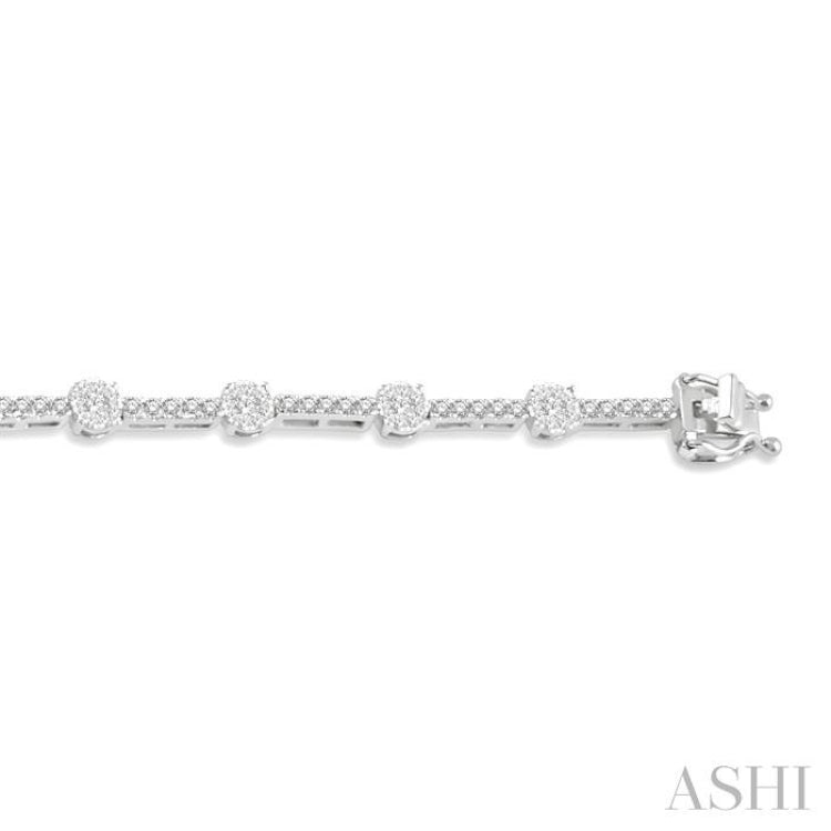 1 3/4 Ctw Lovebright Round Cut Diamond Bar Tennis Bracelet in 14K White Gold
